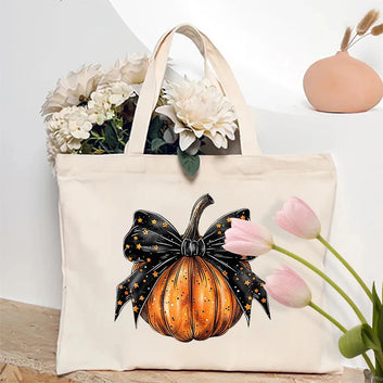 Pumpkin Stars Bow Spooky Tote